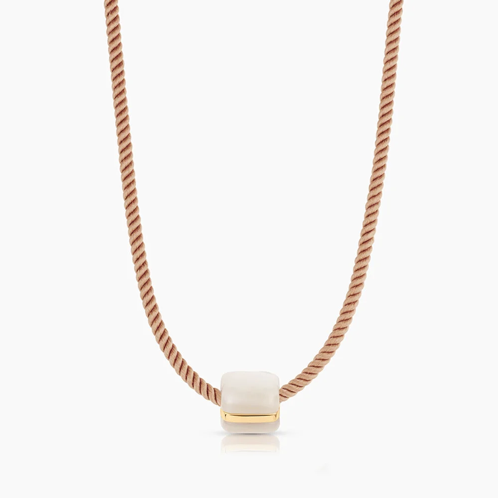 Celine Mother Of Pearl Silk Cord Necklace - 1