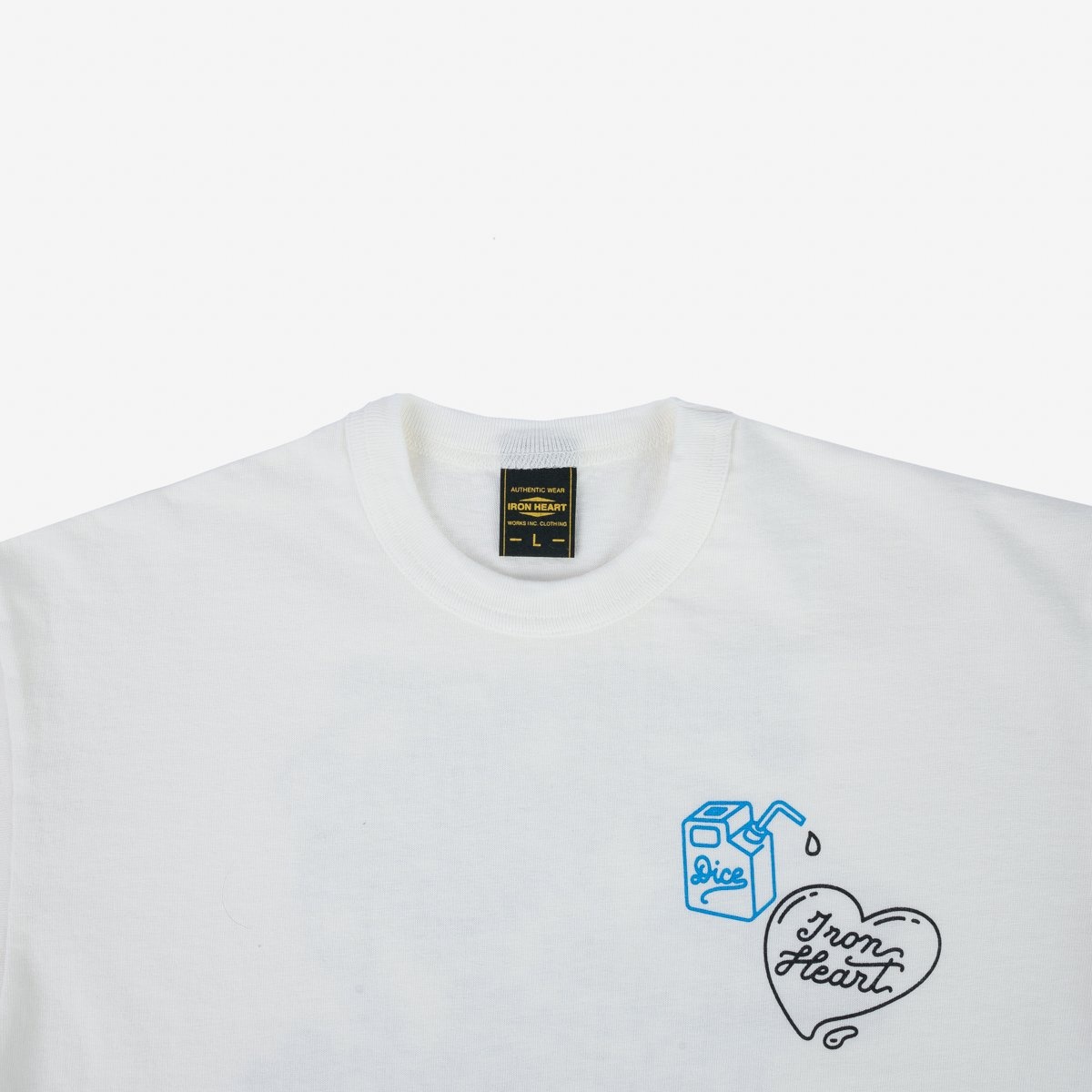 IHT-IHxDM-01 Iron Heart x DicE x Giulio Miglietta Collaboration Printed 6.5oz Loopwheel Crew Neck T- - 8