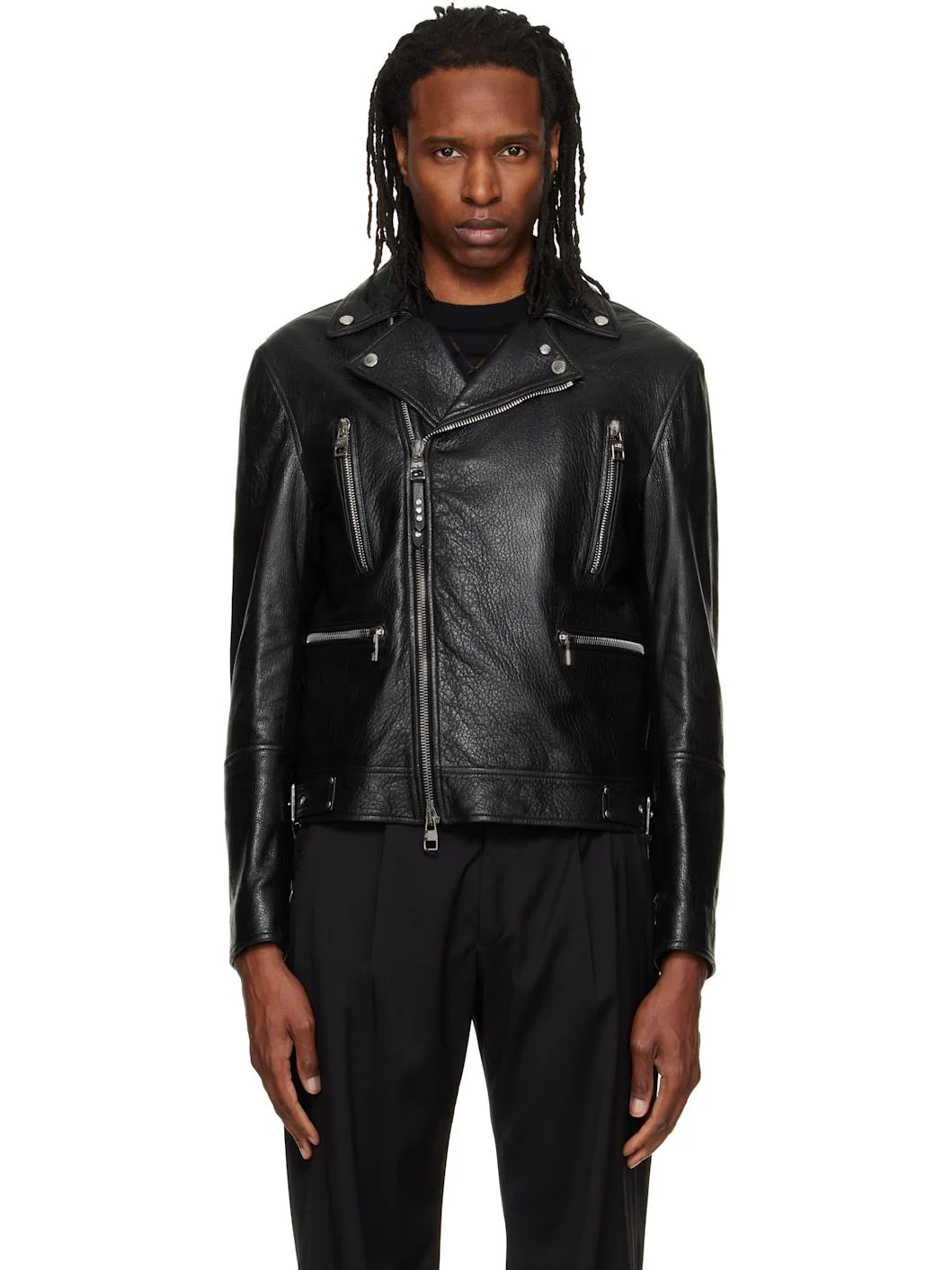 Black Classic Biker Leather Jacket - 1