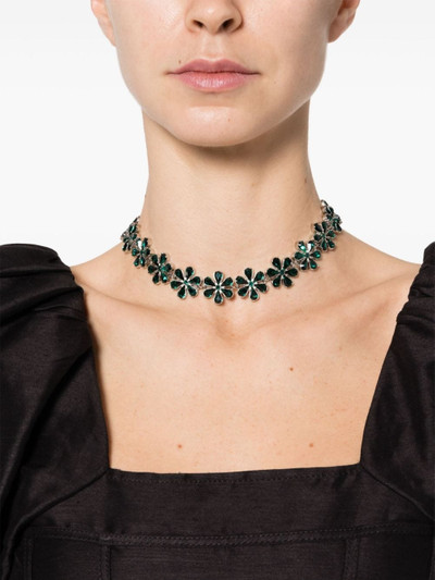 Amina Muaddi floral rhinestone-embellished choker necklace outlook