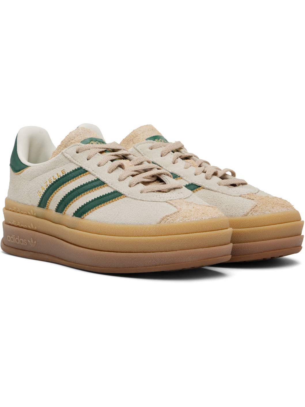 Beige Gazelle Bold Sneakers - 4