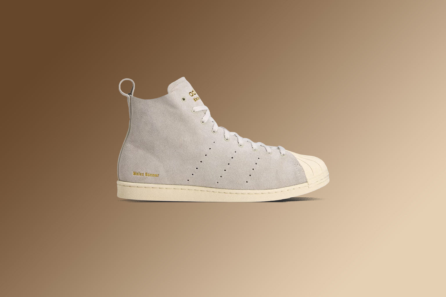 ADIDAS ORIGINALS X WALES BONNER SUPERSTAR HI - SUPPLIER COLOUR/CREAM WHITE/GOLD METALLIC - 5