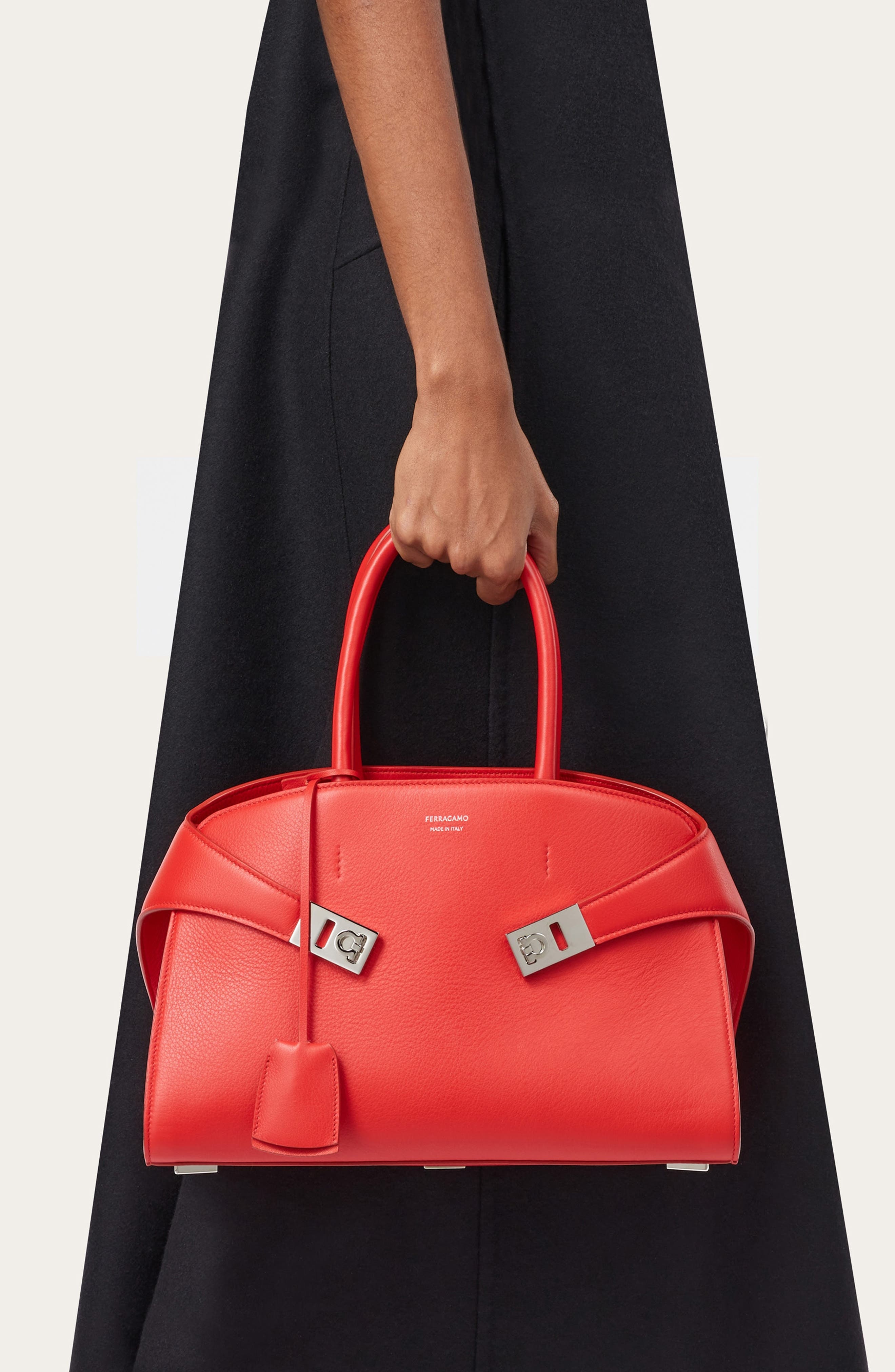 FERRAGAMO Hug Small Leather Top-Handle Bag in Flame Red at Nordstrom - 6