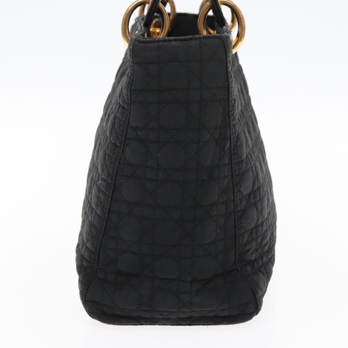DIOR Lady DIOR Canage Hand Bag Nylon Black Gold - 4
