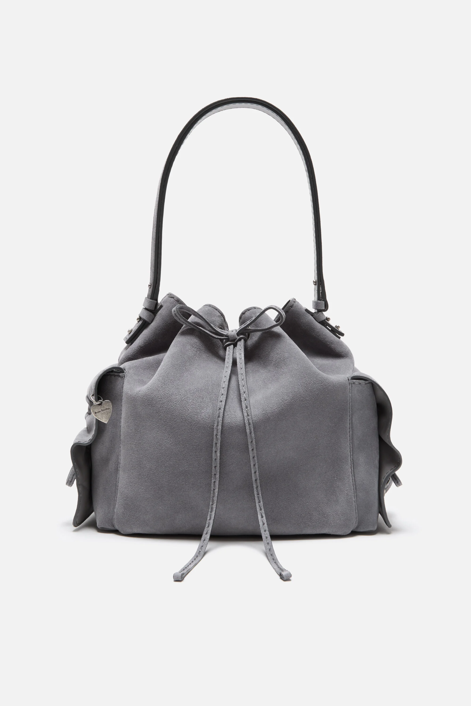 Multipocket Suede Bucket Bag - Cold grey - 1