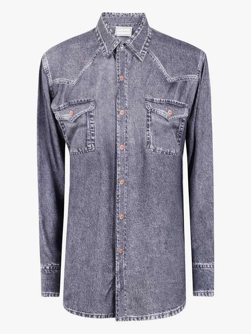 acid-wash double-pocket shirt - 1