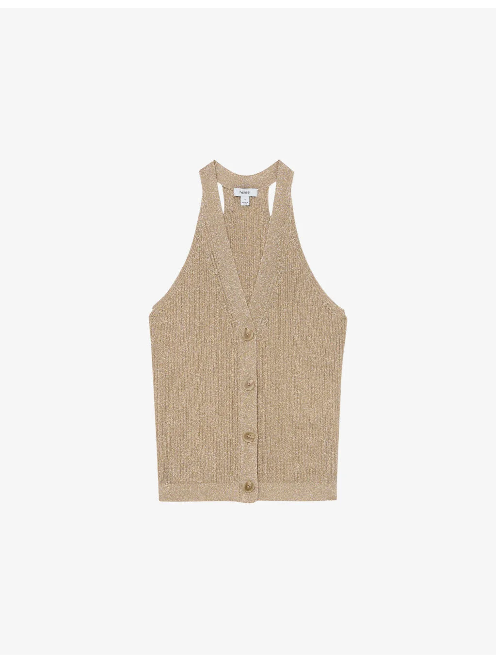 Liliana Metallic Rib-Knit Waistcoat - 1