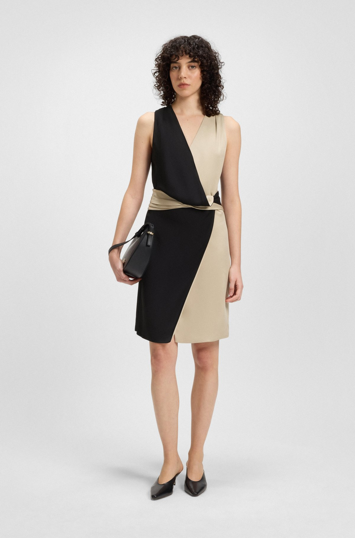 COLOR-BLOCKED DRESS WITH WRAP FRONT - 2