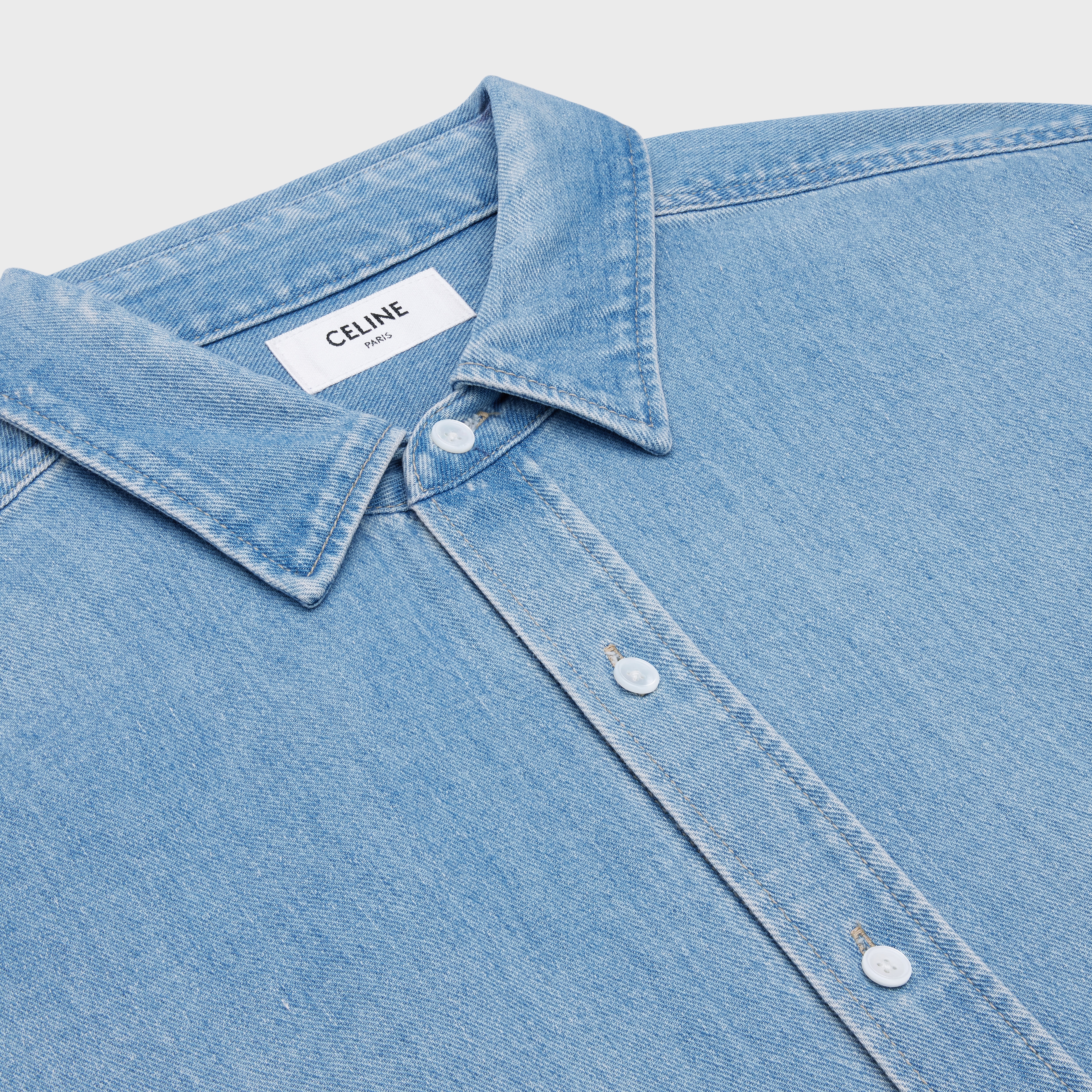 vintage stone indigo denim shirt - 3