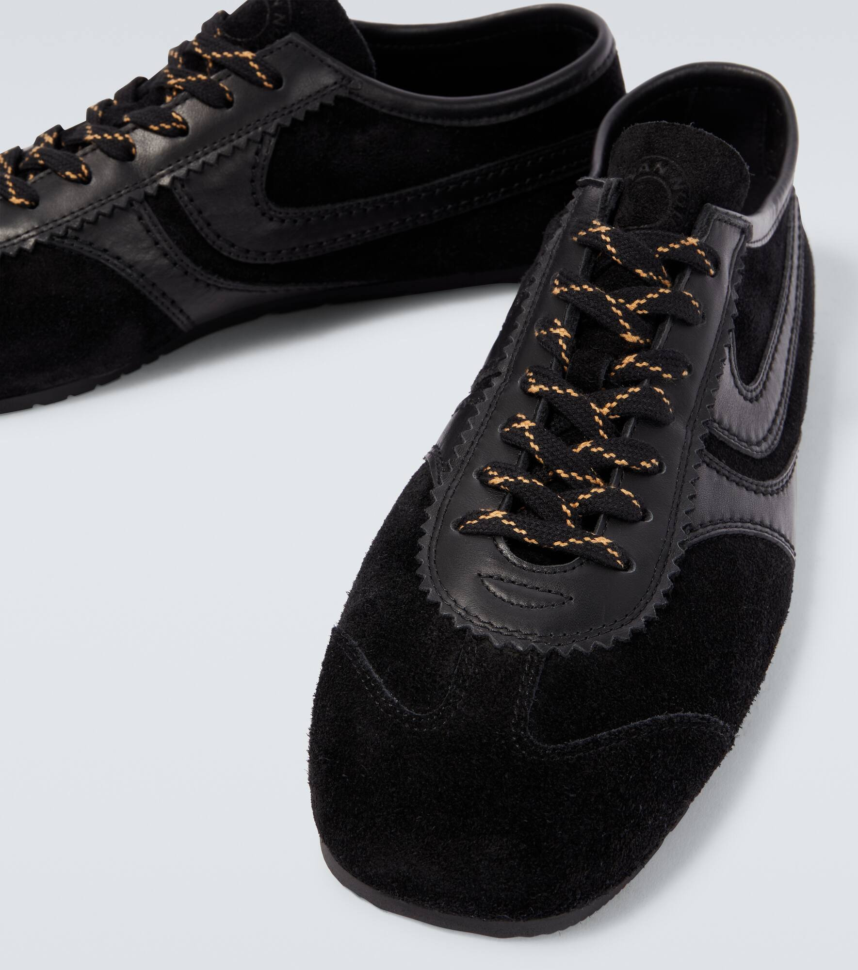 Leather-trimmed suede sneakers - 3