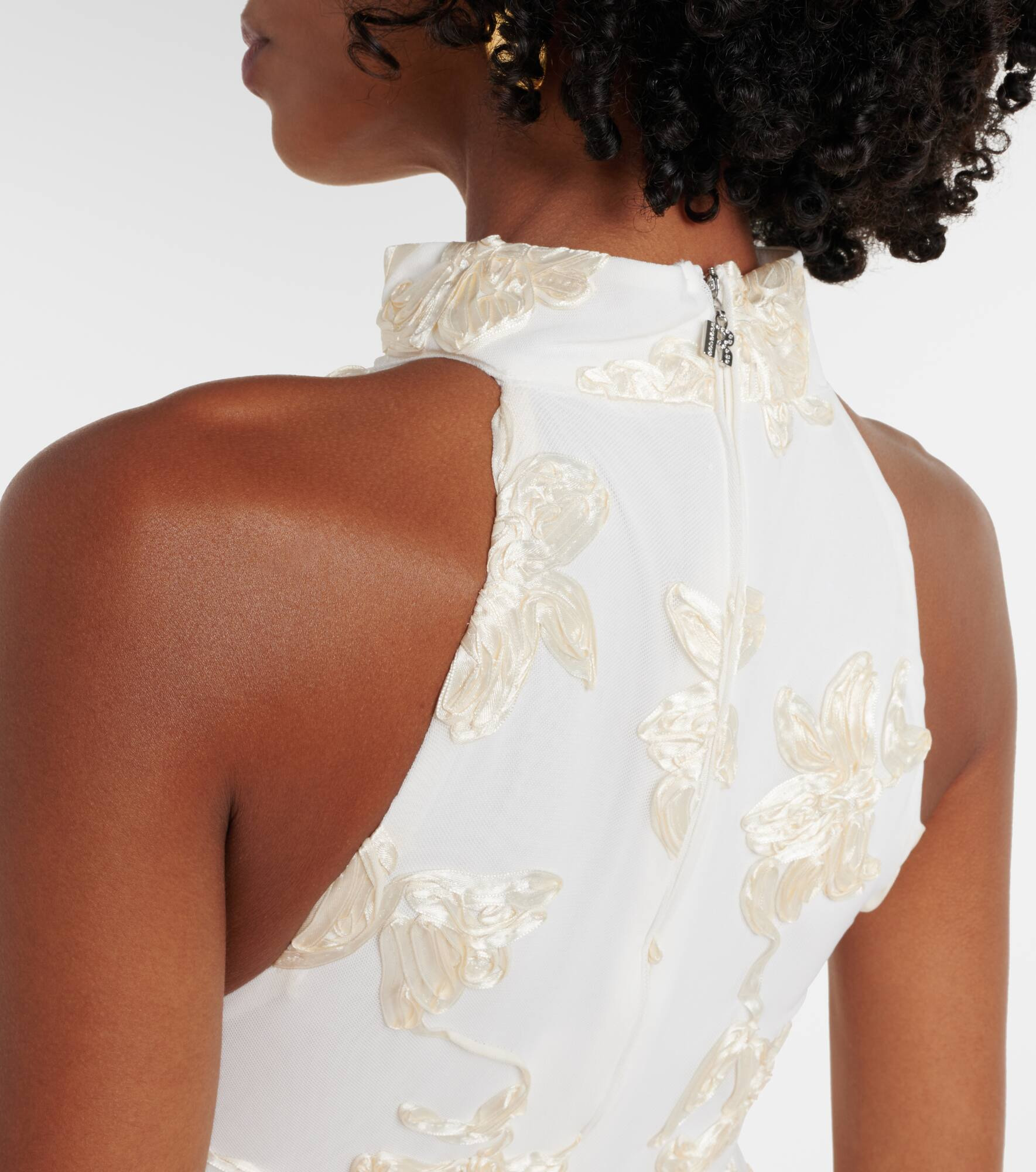 Bridal floral-appliqué maxi dress - 6