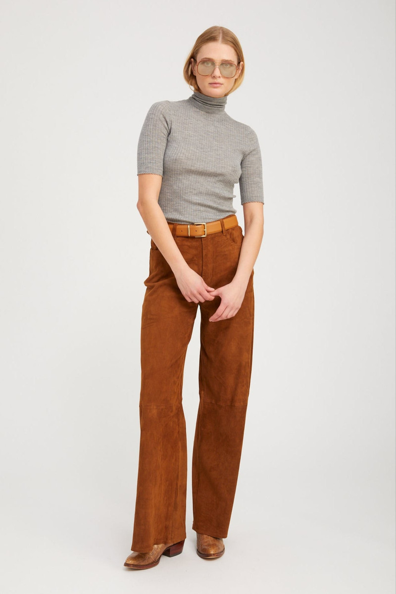 SPRWMN DARK COGNAC SUEDE 5 POCKET WIDE LEG outlook