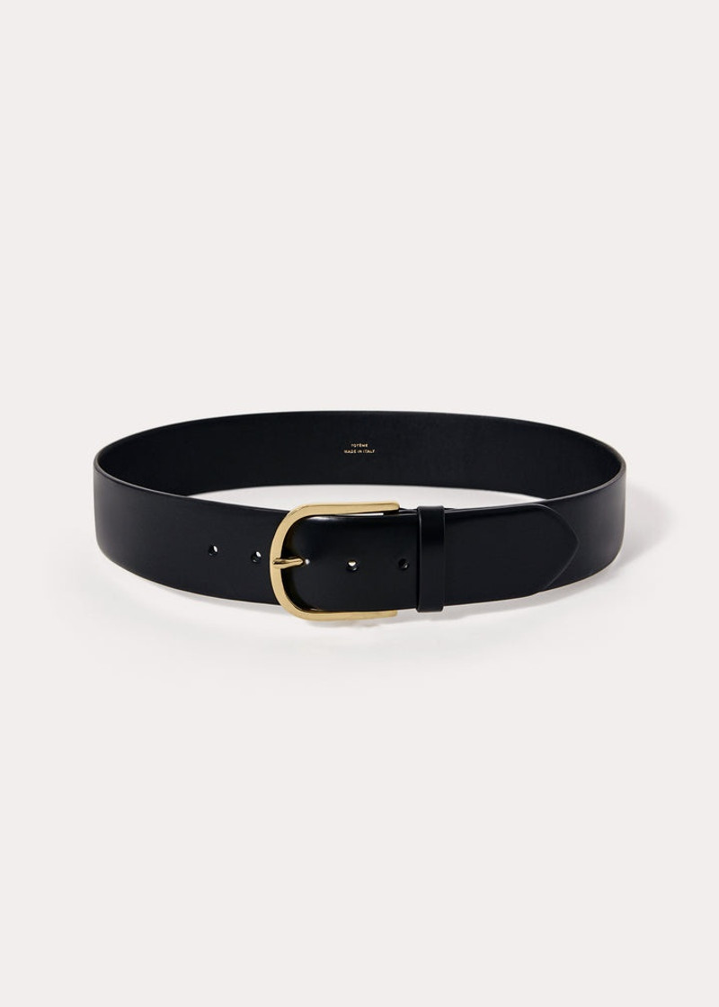 Wide trouser leather belt black - 1