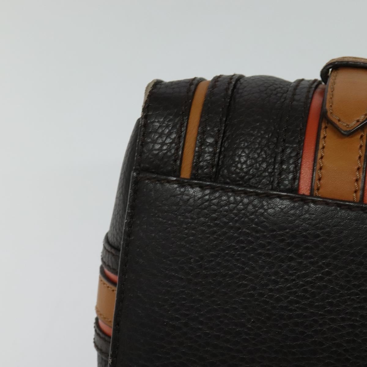 Burberry Hand Bag Leather Dark Brown Gold - 15