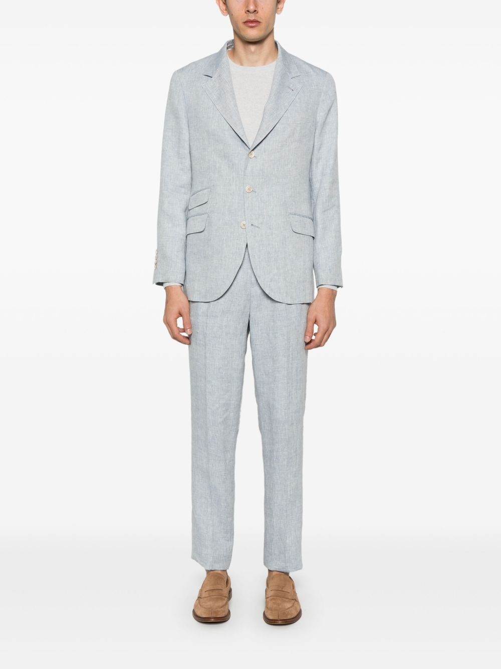 Brunello Cucinelli Men Linen Single-Breasted Suit - 2