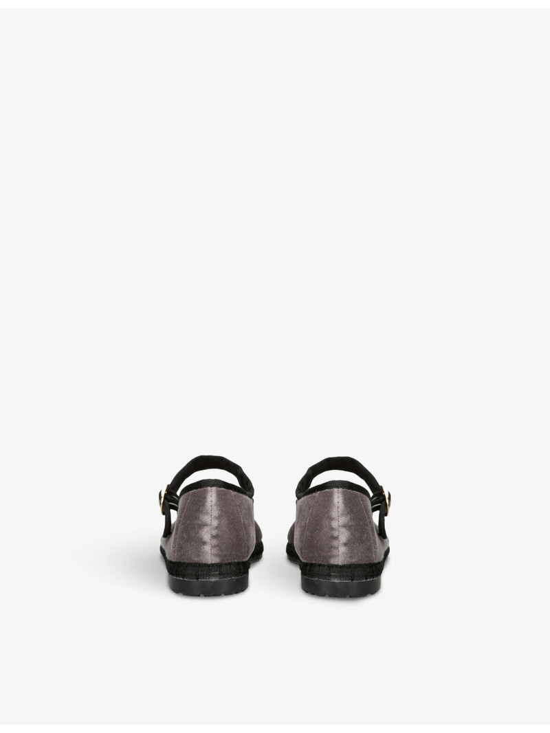FLABELUS Brida contrast-piping cotton-velvet ballet flats outlook