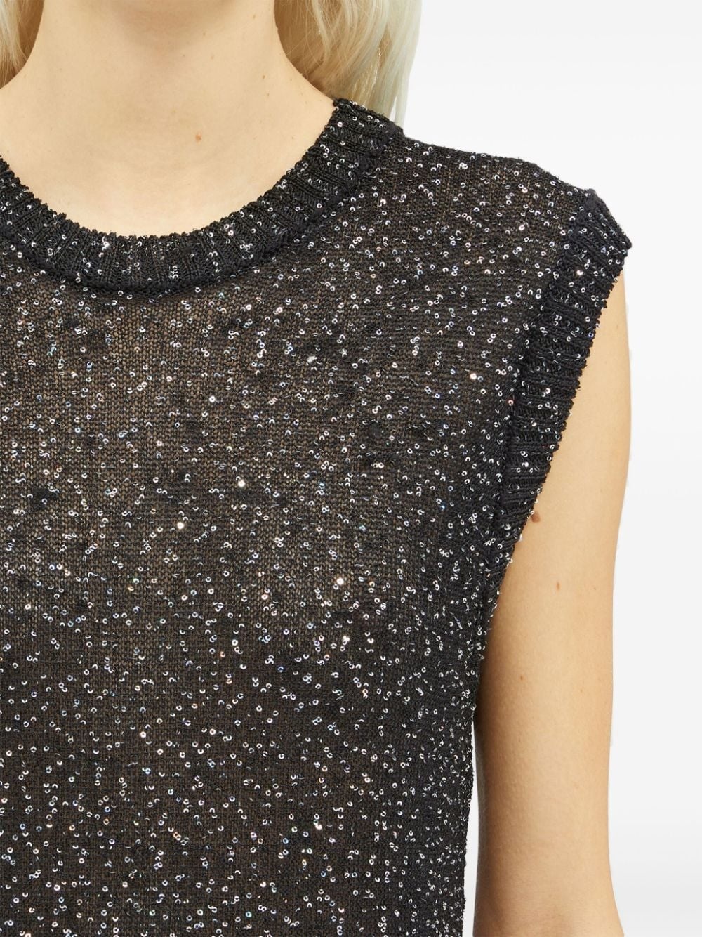 sequin-embellished sheer midi dress - 5