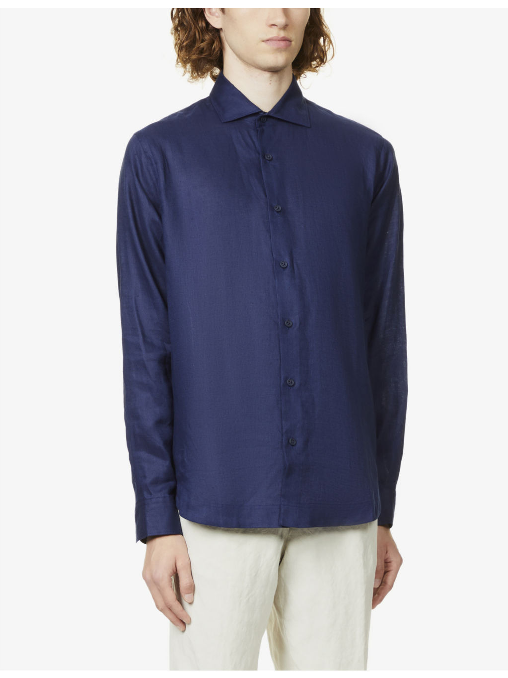 Giles brand-tab regular-fit linen shirt - 3
