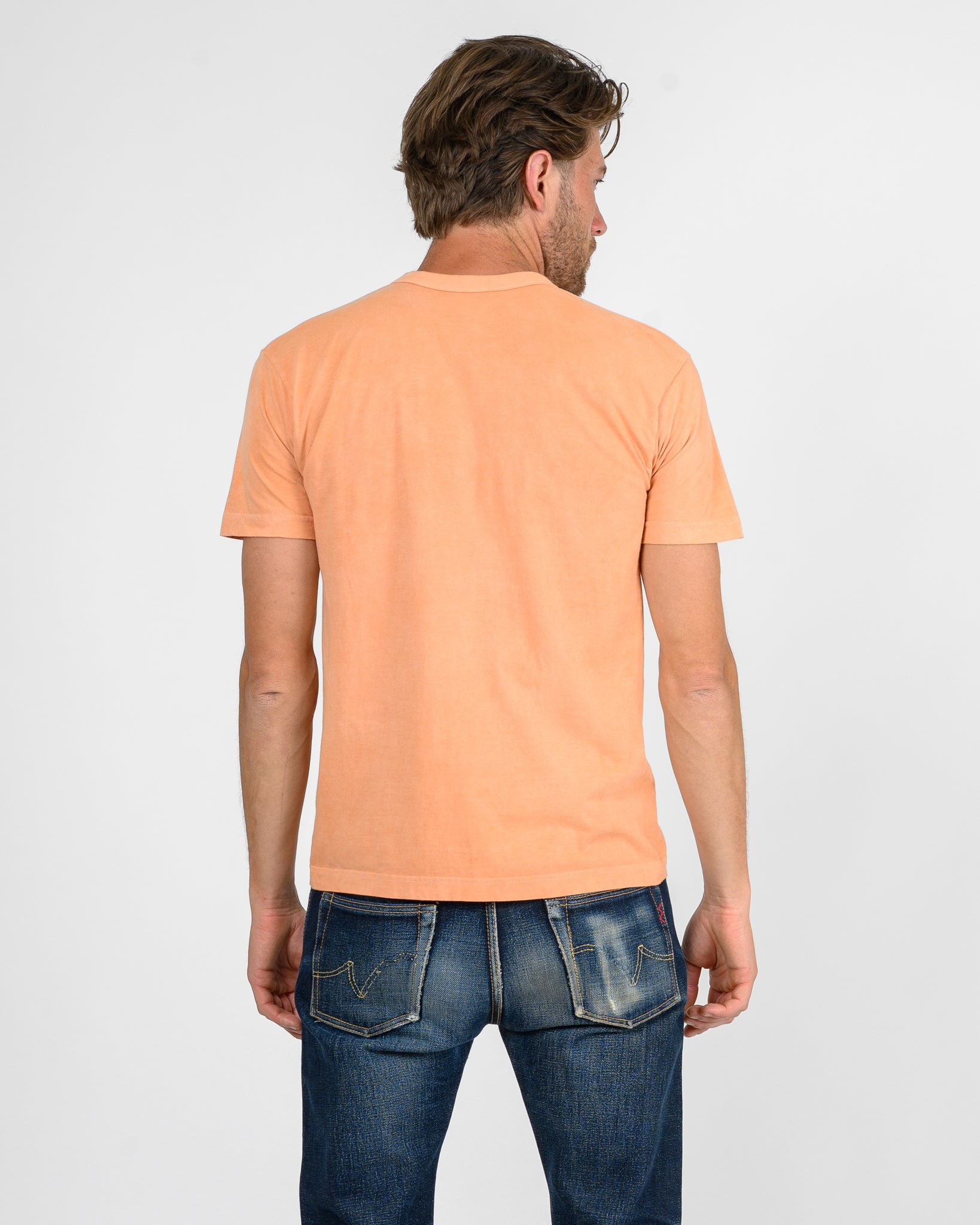 UTIL-HDYE-PCH UTILITEES - 5.5oz Loopwheel Crew Neck T-Shirt - Hand Dyed Peach - 3