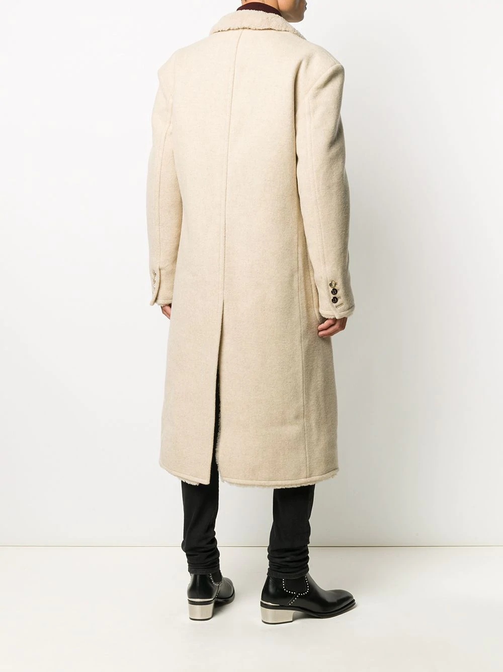 shearling-lined peak lapels coat - 4