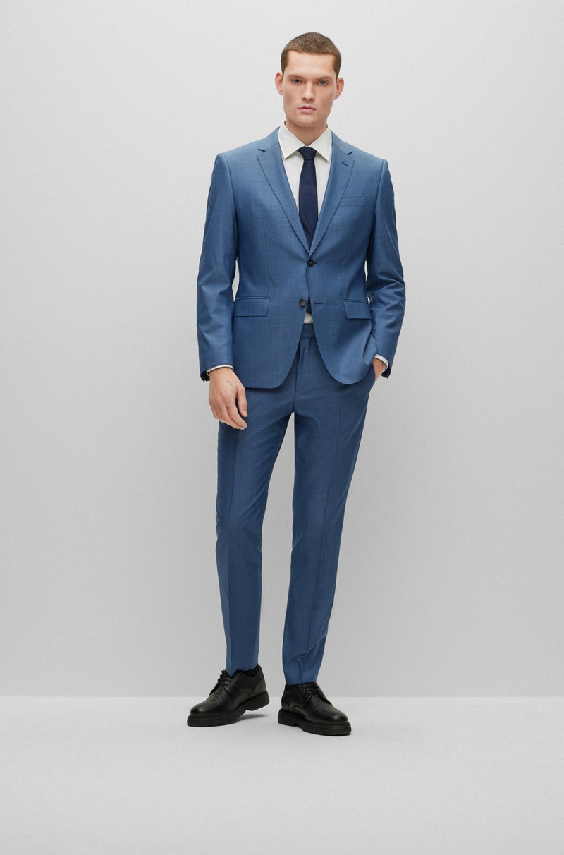SLIM-FIT SUIT IN WOOL, SILK AND STRETCH 1