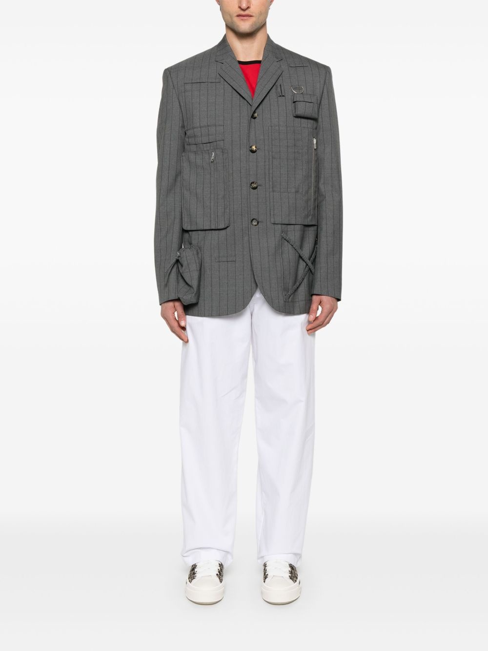 graphic-print pinstriped blazer - 2