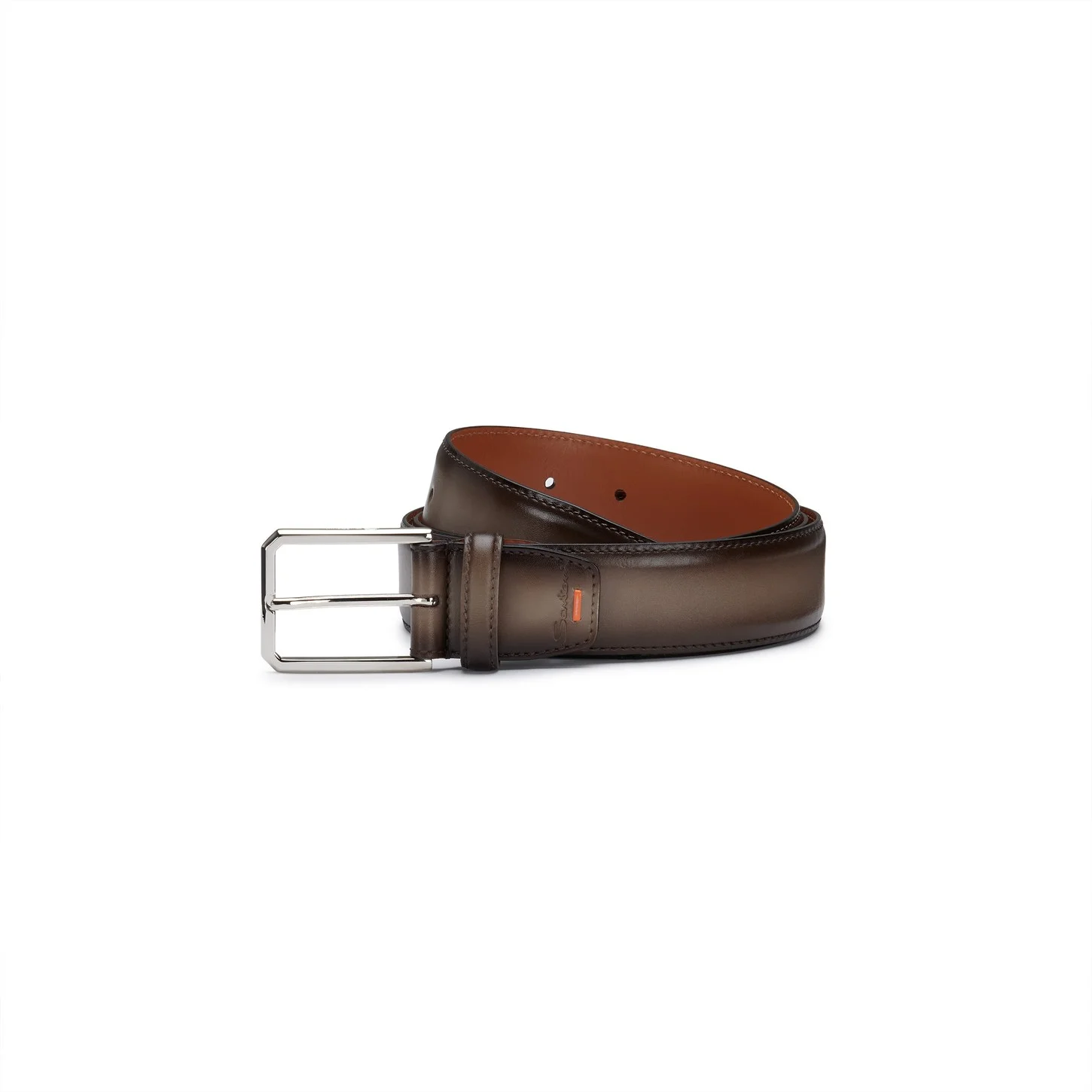 Brown leather adjustable belt - 1
