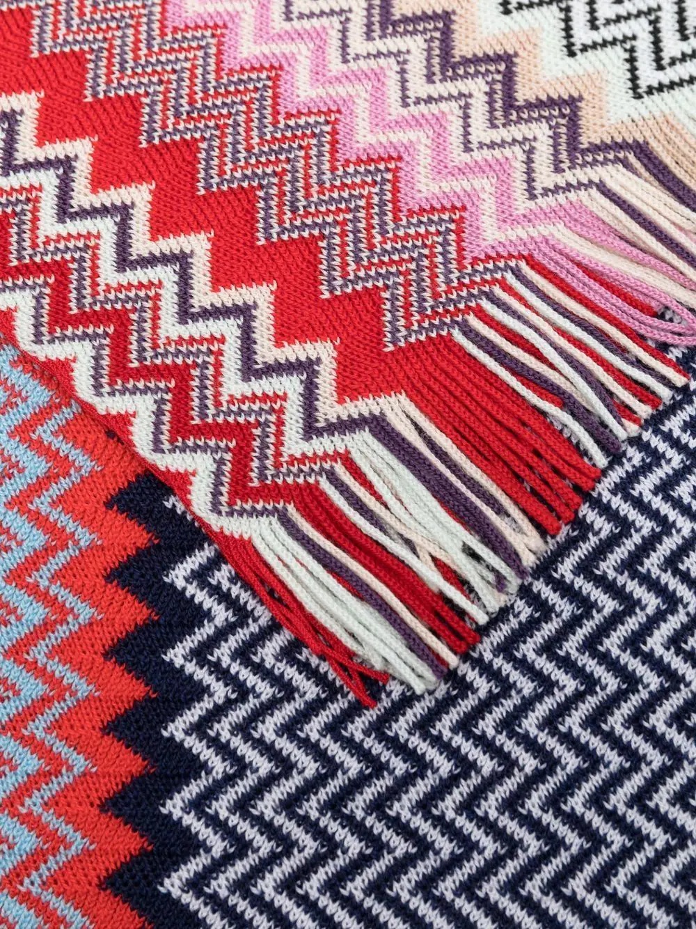 zigzag wool fringed scarf - 3