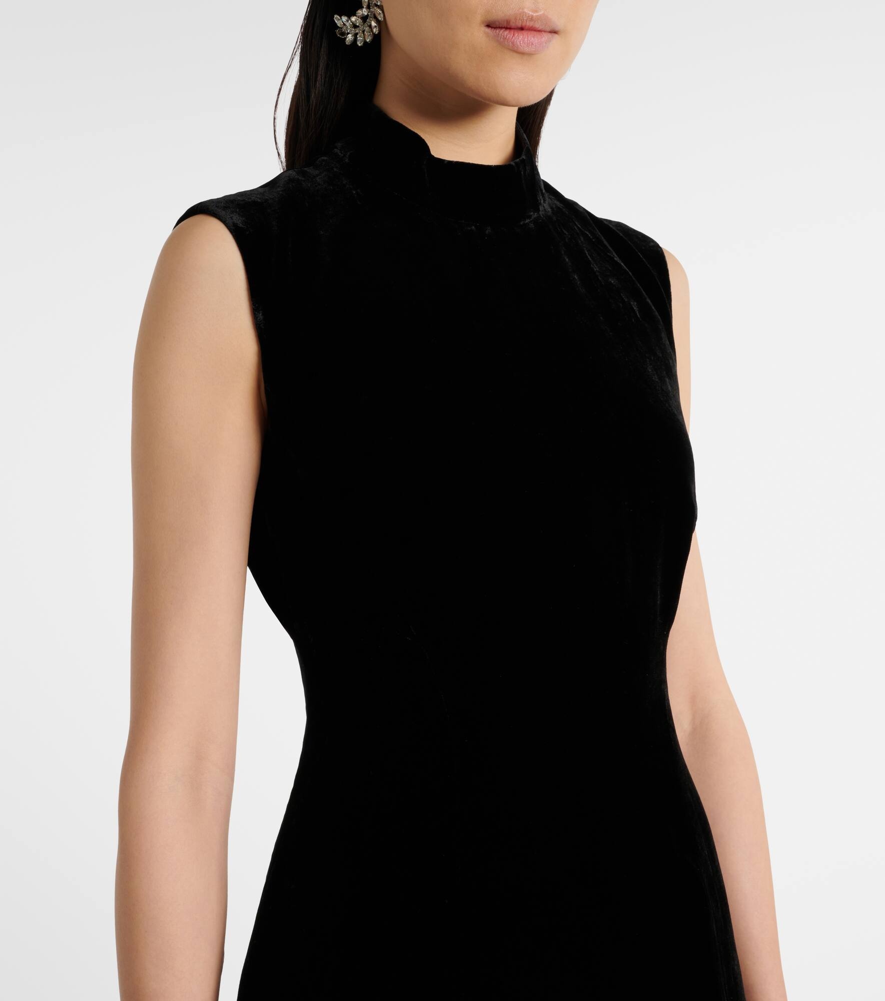 Velvet and satin midi dress - 4