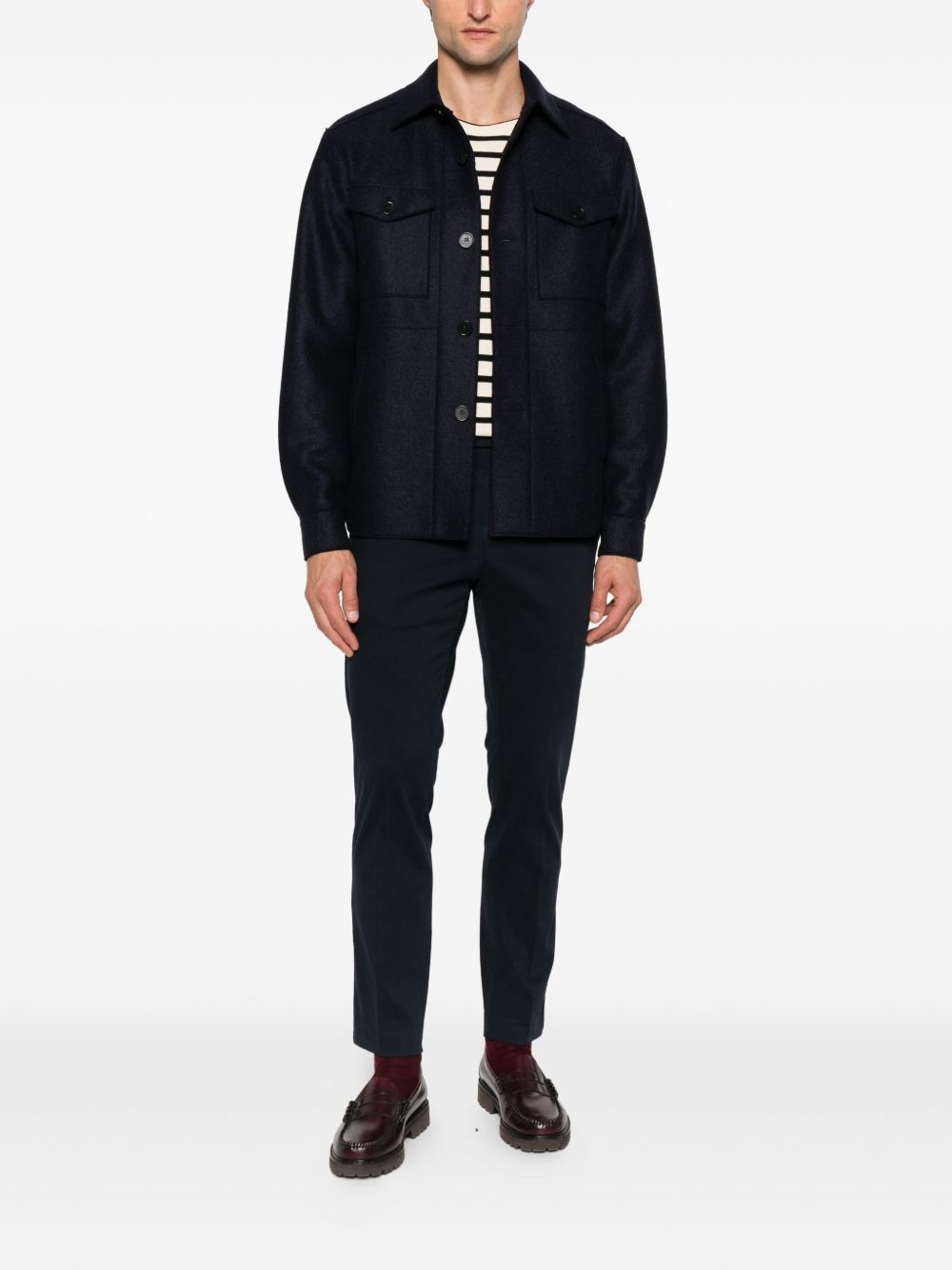 button-down flap-pocket shirt jacket - 2