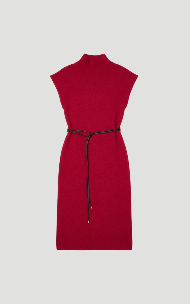 Wool Blend Cosy Knit Belted Midi Dress - 1