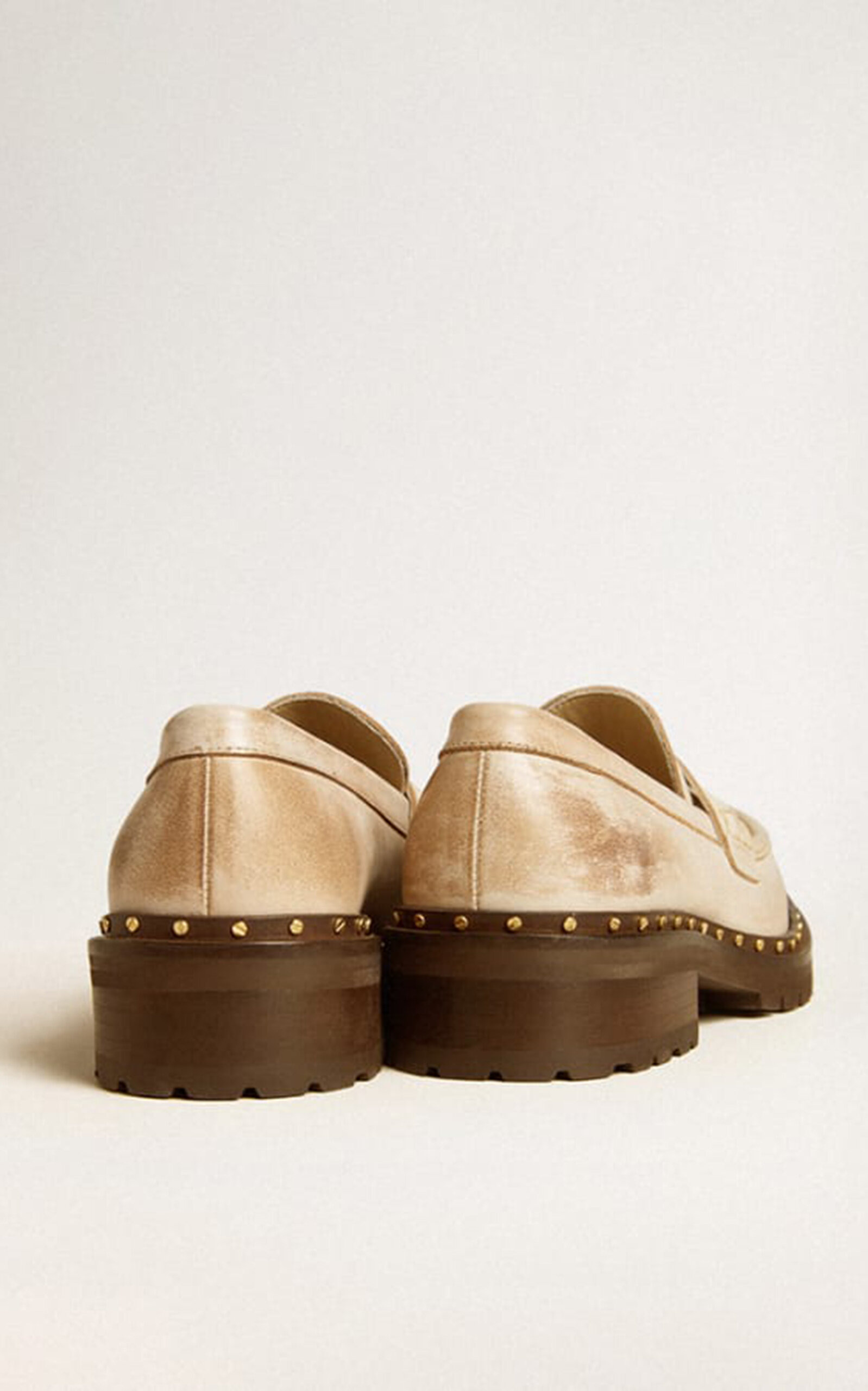 Jerry Rock Distressed Leather Studded Loafers neutral - 4