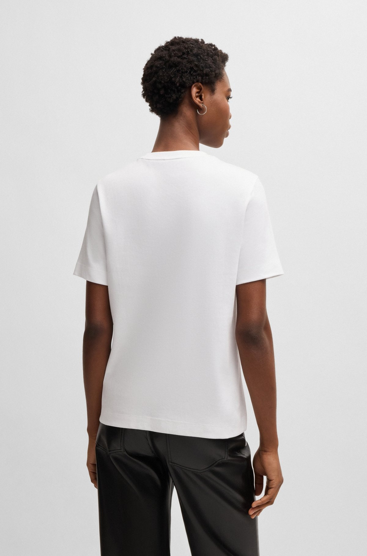 INTERLOCK-COTTON T-SHIRT WITH DOUBLE B MONOGRAM - 4