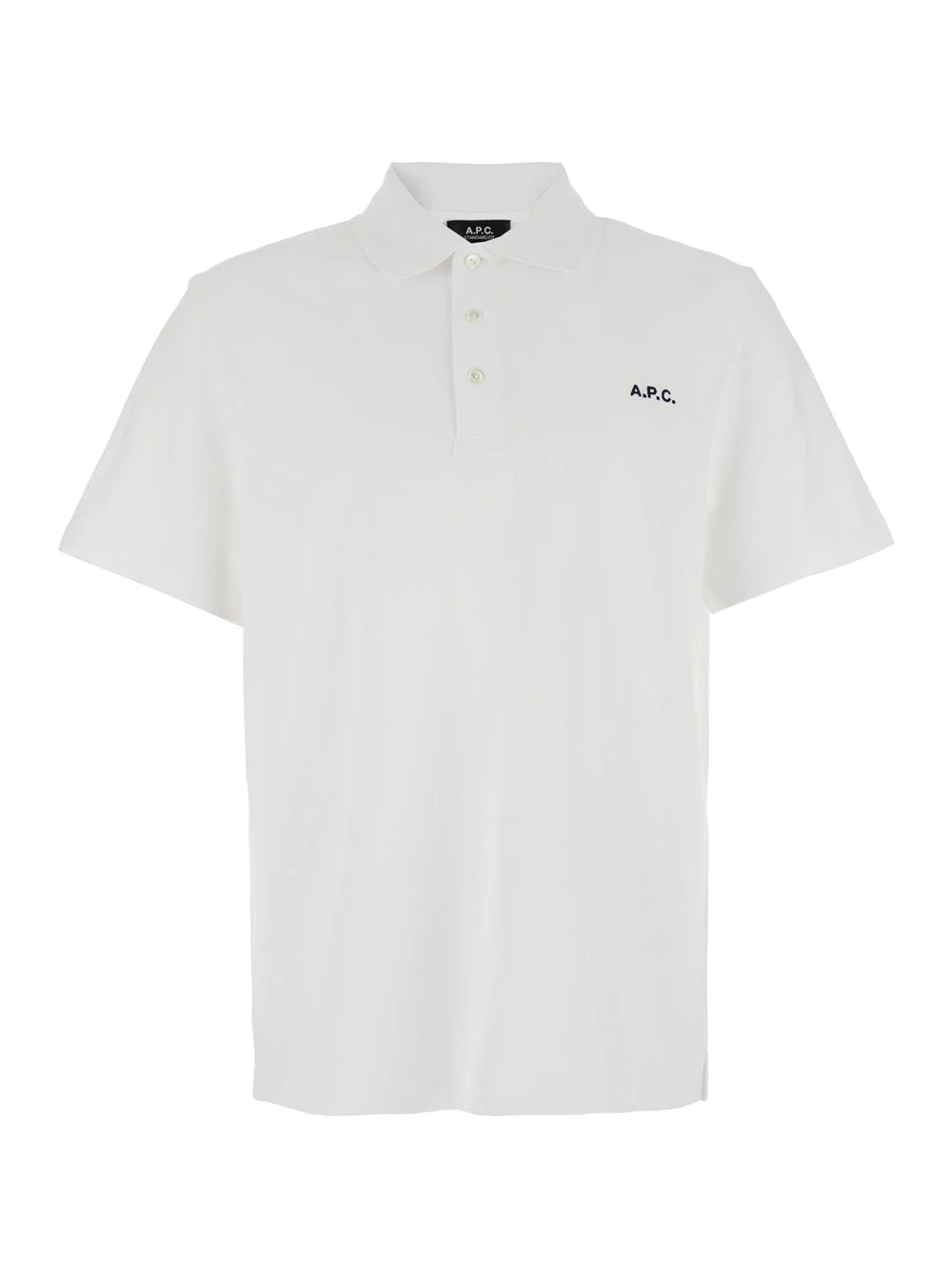 A.P.C. Men White Polo Shirt With Classic Collar And Logo Embroidery On The Front In Cotton Man - 1