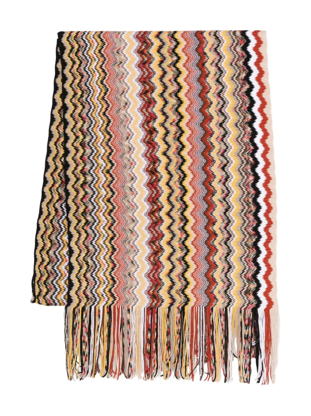 zigzag-pattern fringed scarf - 1