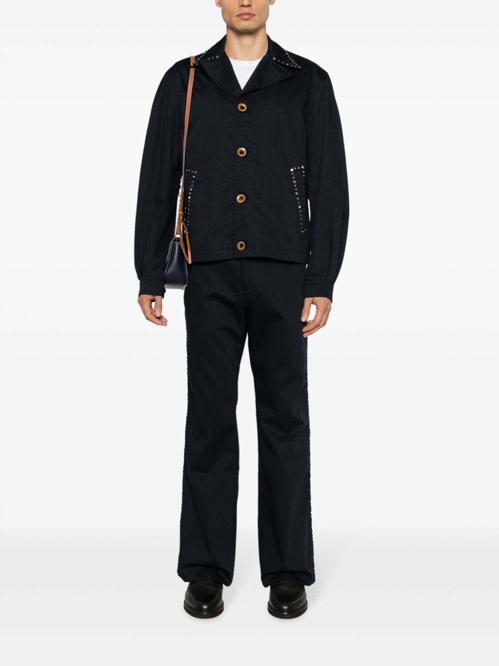studded cotton bootcut trousers - 2