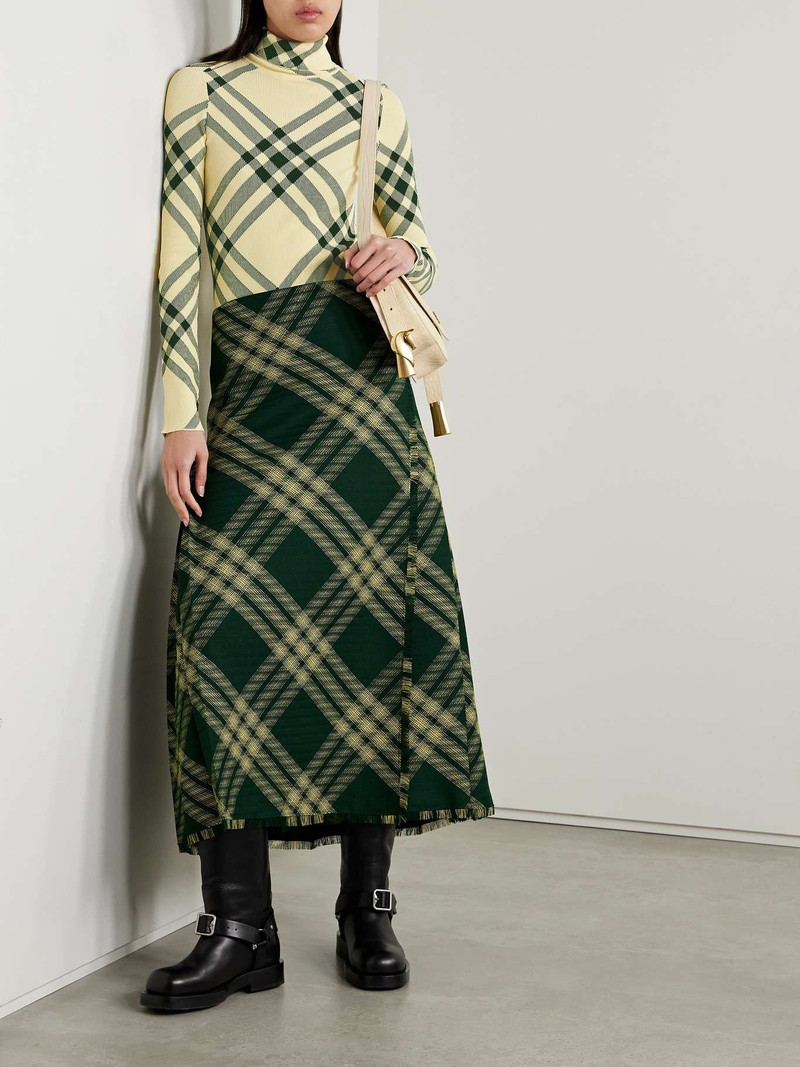 Burberry Checked ribbed-knit turtleneck sweater outlook