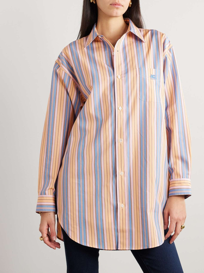 Oversized embroidered striped cotton-poplin shirt 3