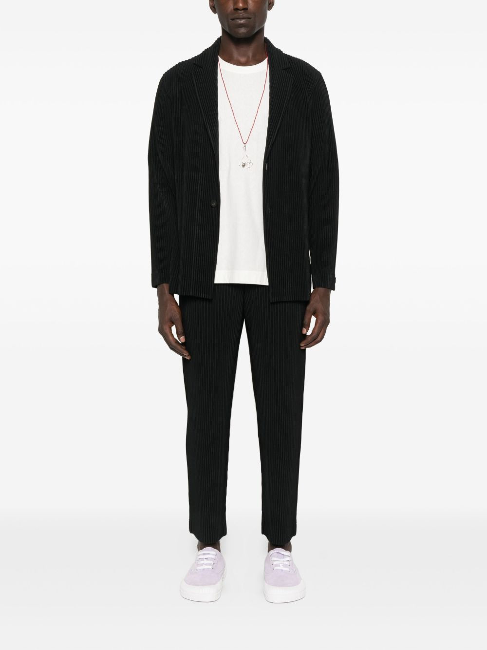pleated button blazer - 2