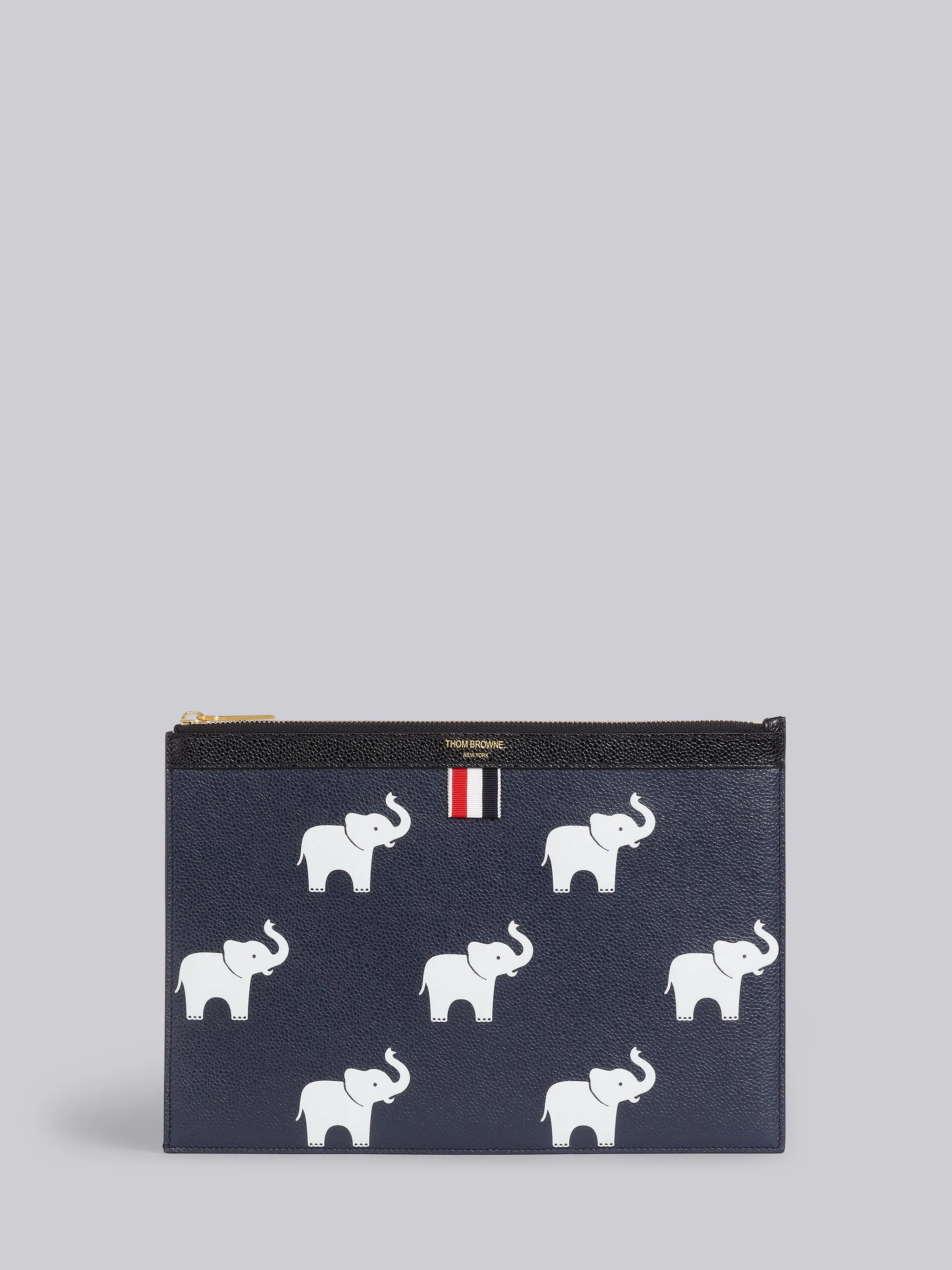 Navy Pebbled 3D Elephant Print Small Document Holder - 1