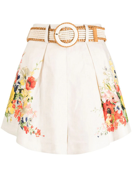 Alight linen shorts with floral print - 1