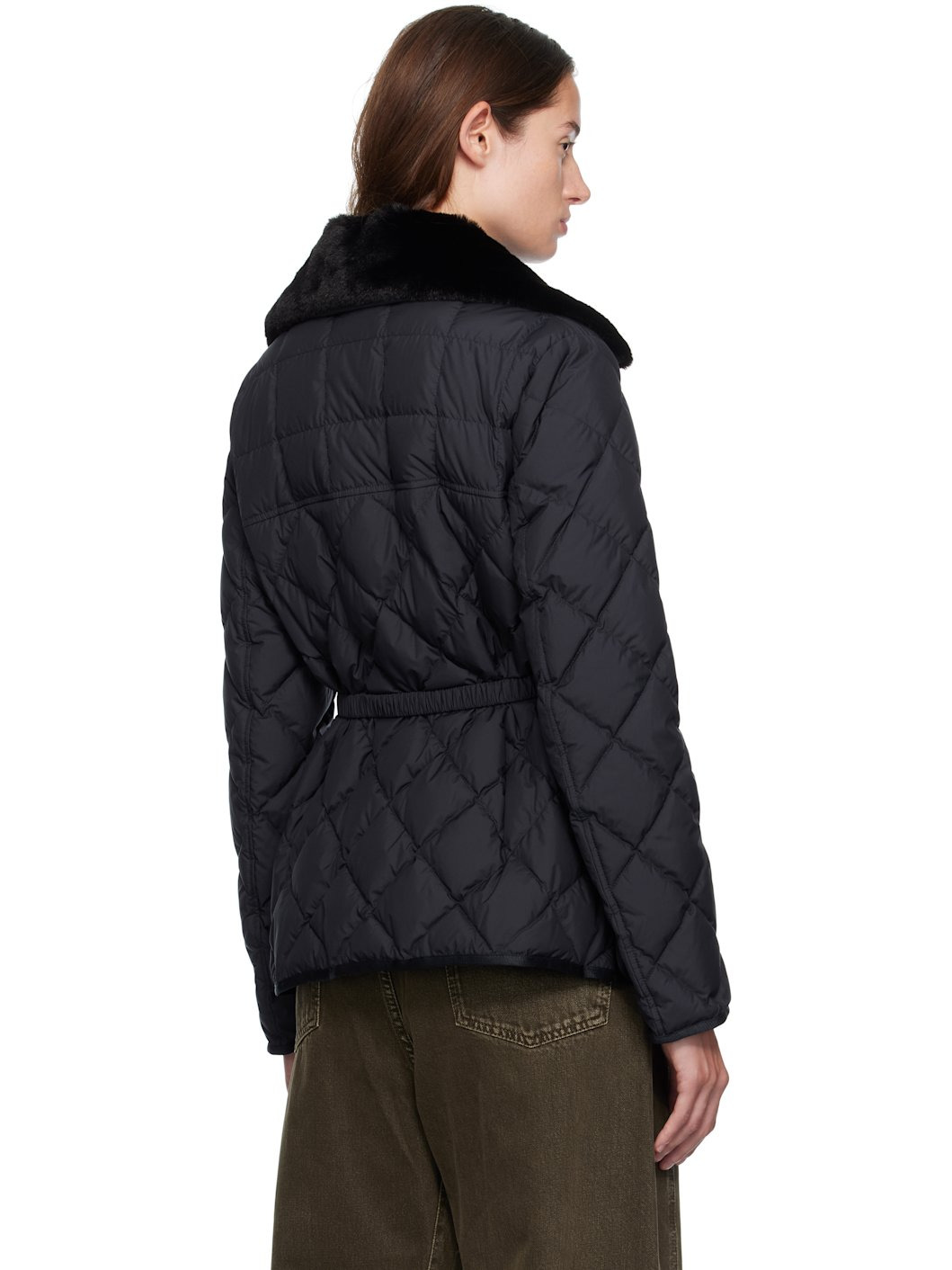 Navy Cygne Faux Fur-Trimmed Short Down Jacket - 3