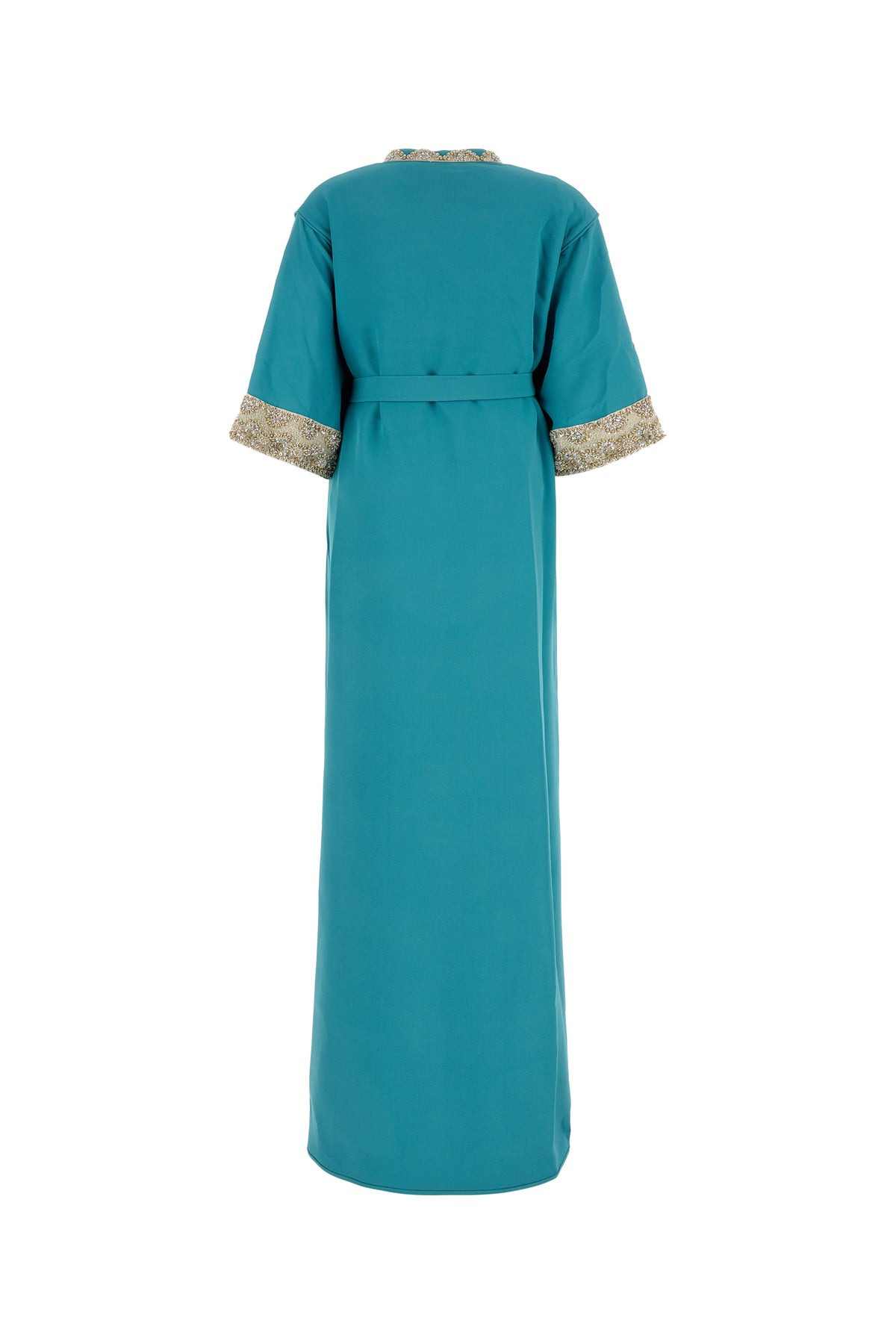 Turquoise crepe long dress - 2