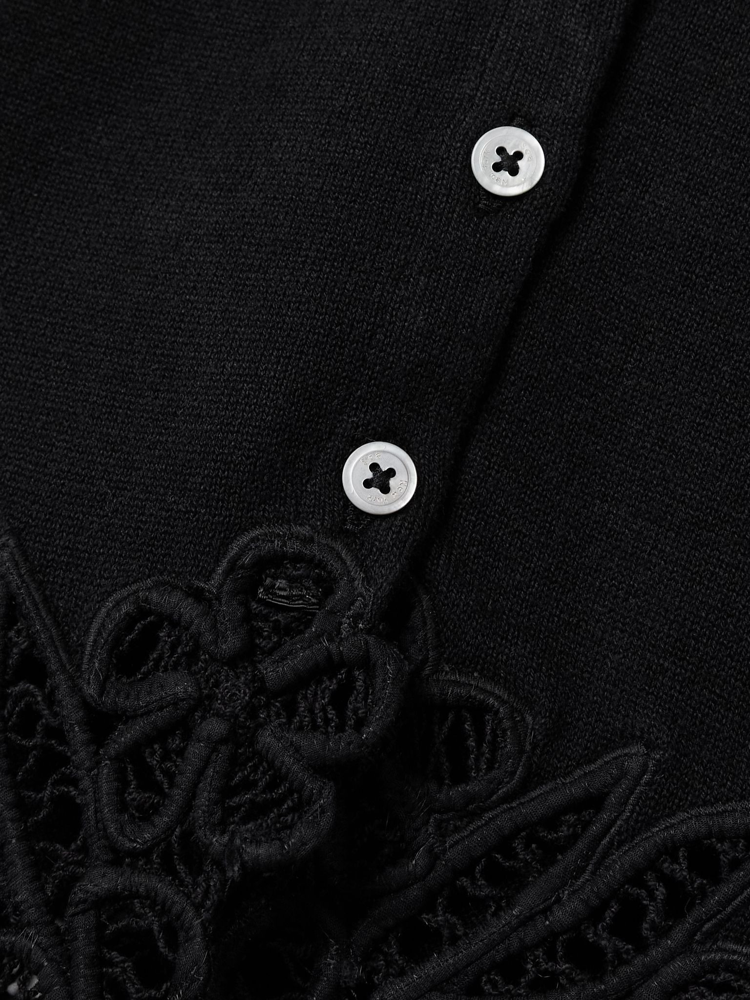 Iyla guipure lace-trimmed cotton cardigan Black - 4