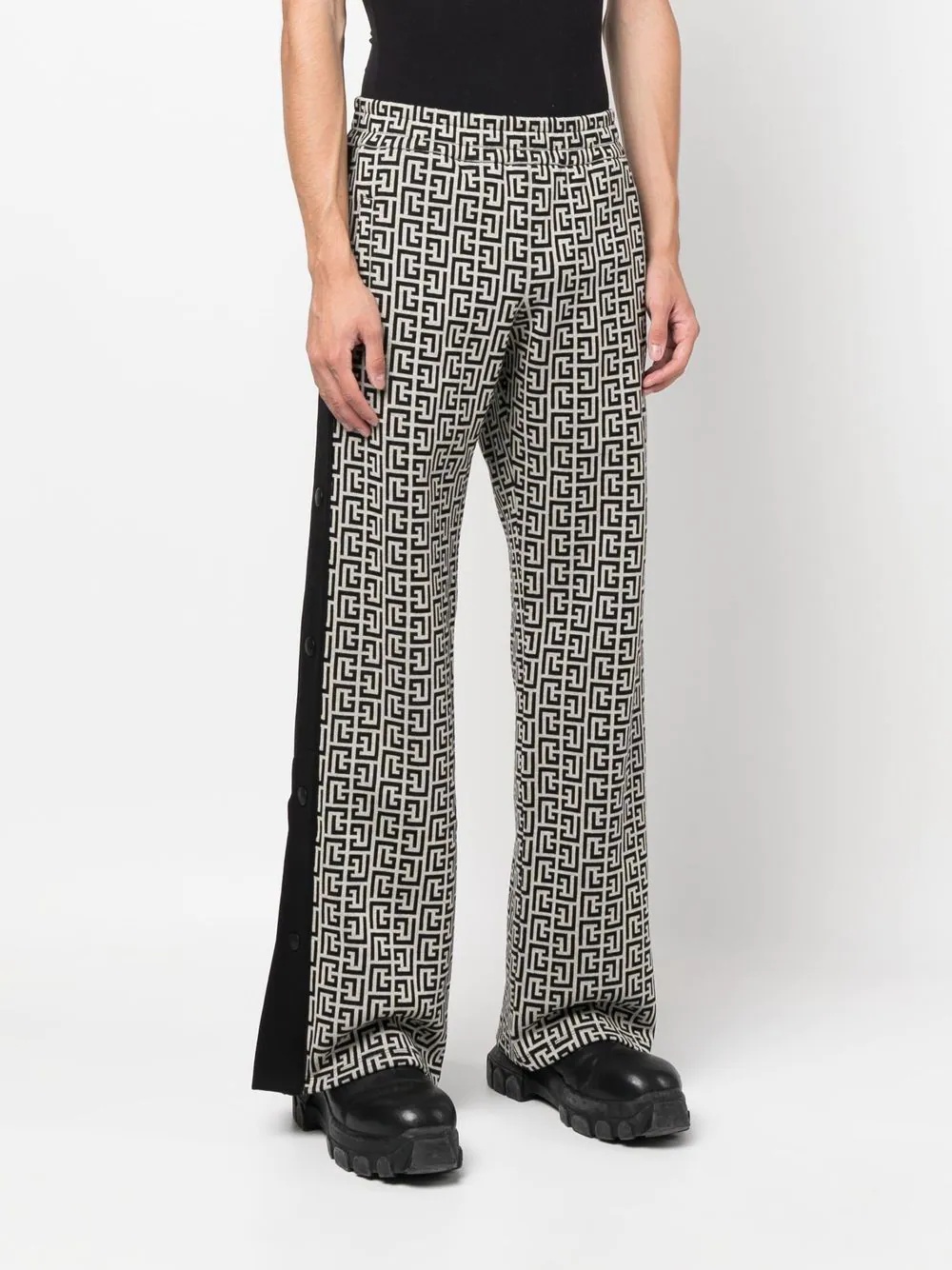 logo-monogram wide-leg trousers - 3