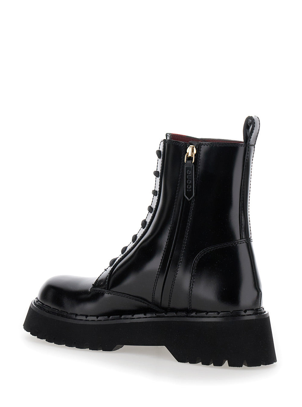 Gucci Women 'Thea' Black Ankle Boots With Web Detail In Leather Woman - 3