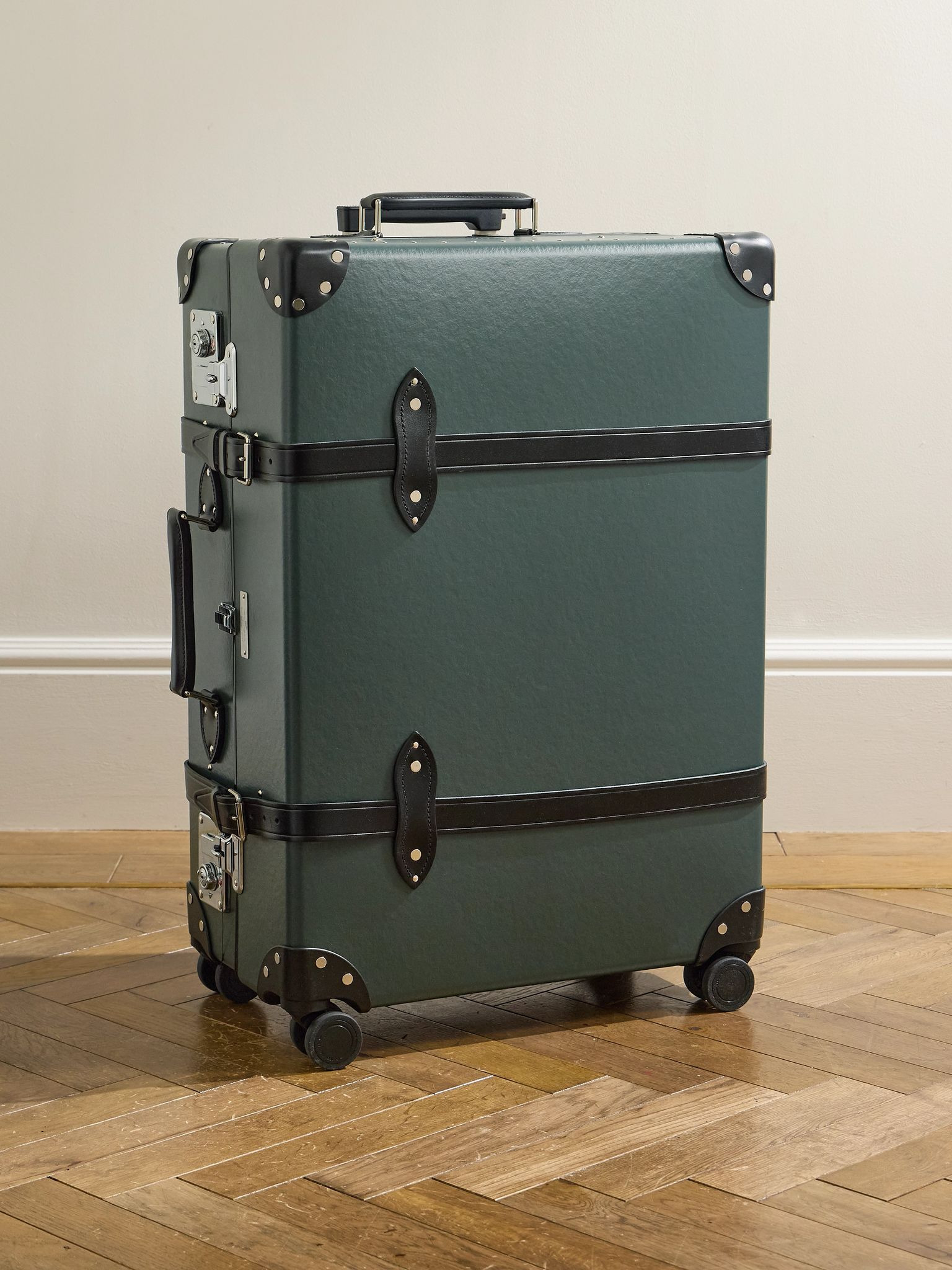 No Time To Die Leather-Trimmed Vulcanised Fibreboard Check-In Suitcase Green - 1