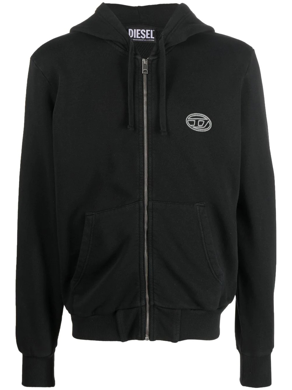 embroidered-logo zip-up hoodie - 1