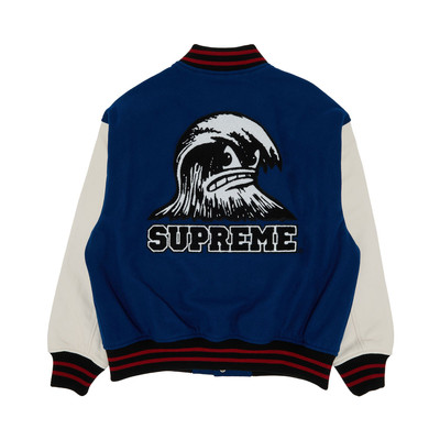 Supreme Supreme Wave Varsity Jacket 'Blue' outlook