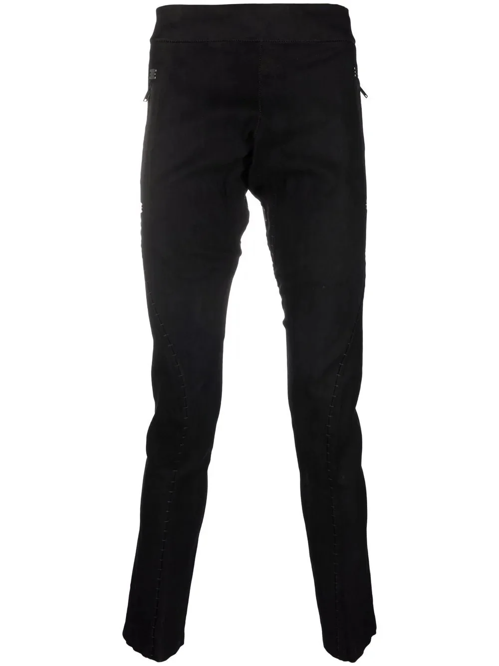 slim-cut lambskin trousers - 1
